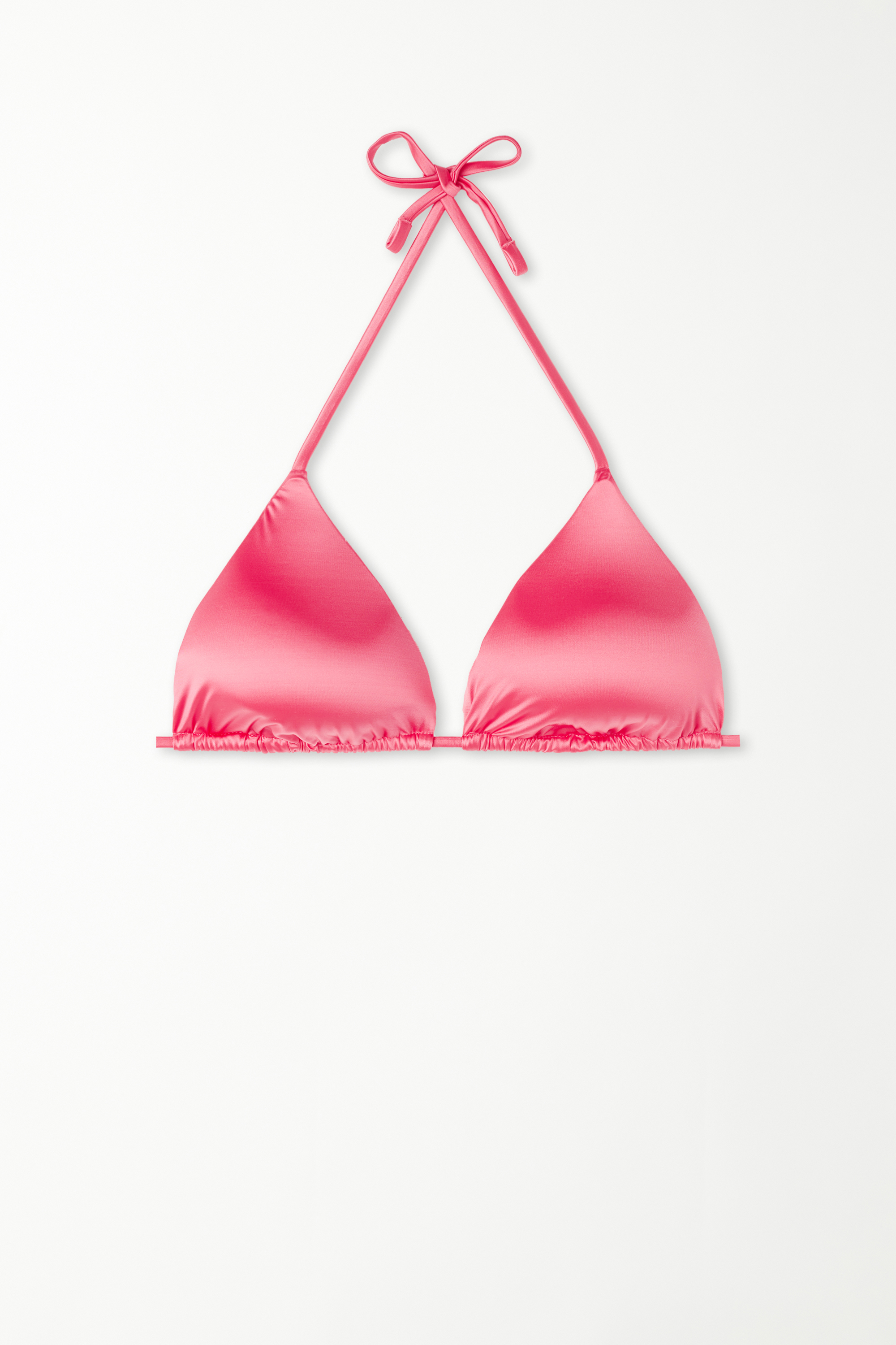 Shiny Summer Pink Removable Cup Triangle Bikini Top