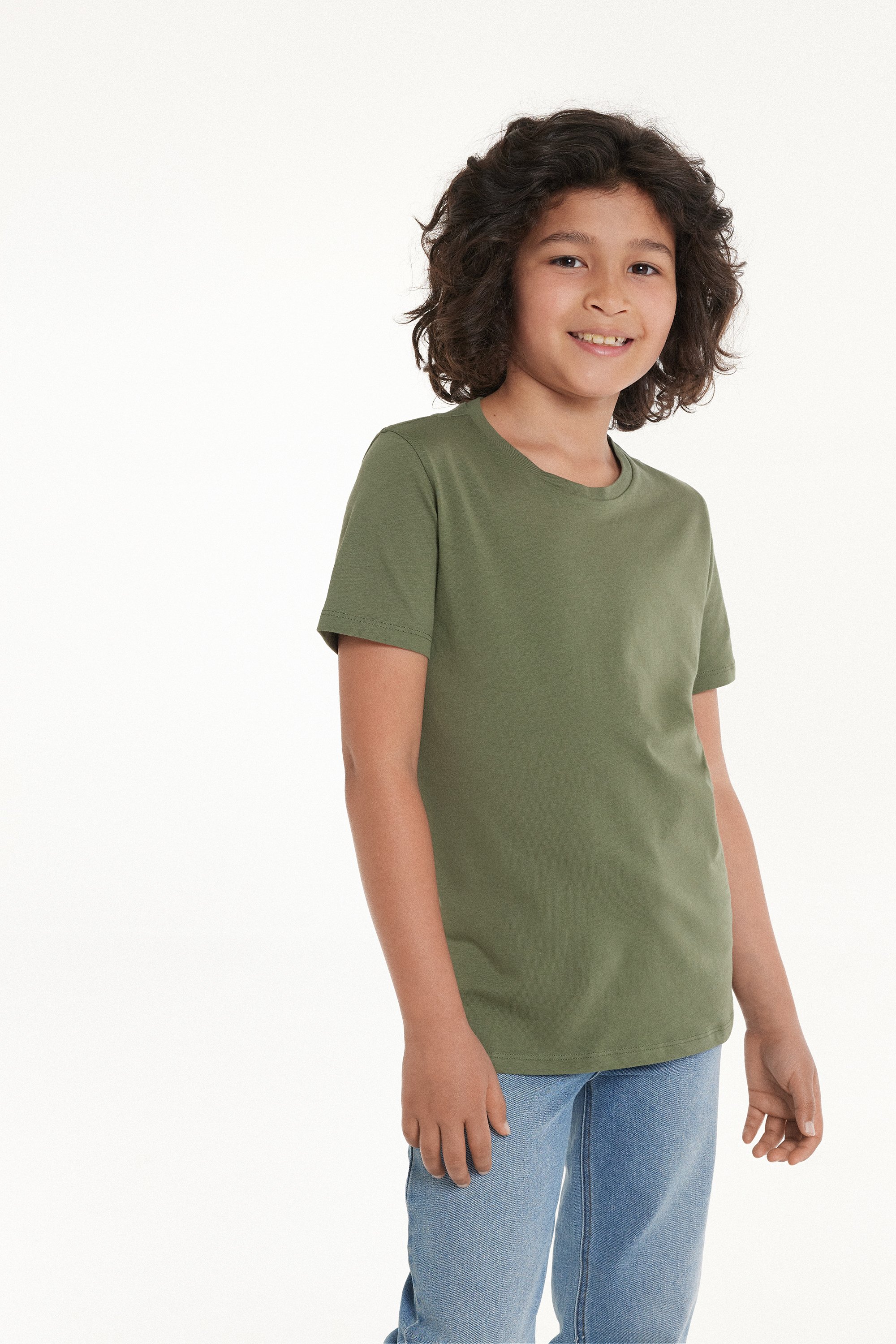 T-Shirt Básica Decote Redondo em 100% Algodão Criança Unissexo