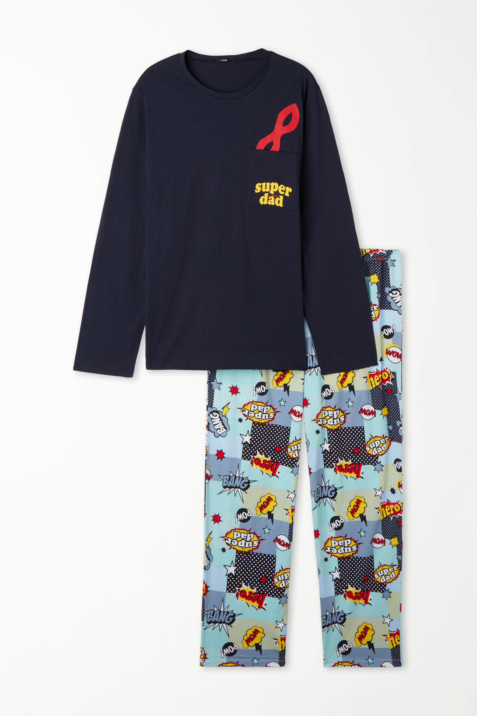 Pijama Largo de Algodón con Estampado Super Dad