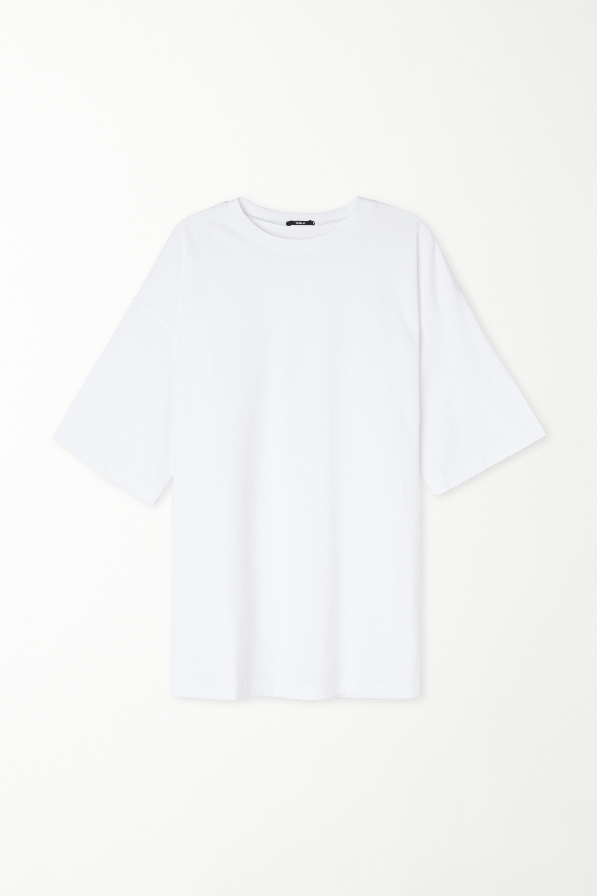 Βαμβακερό T-Shirt με Στρογγυλή Λαιμόκοψη Oversize