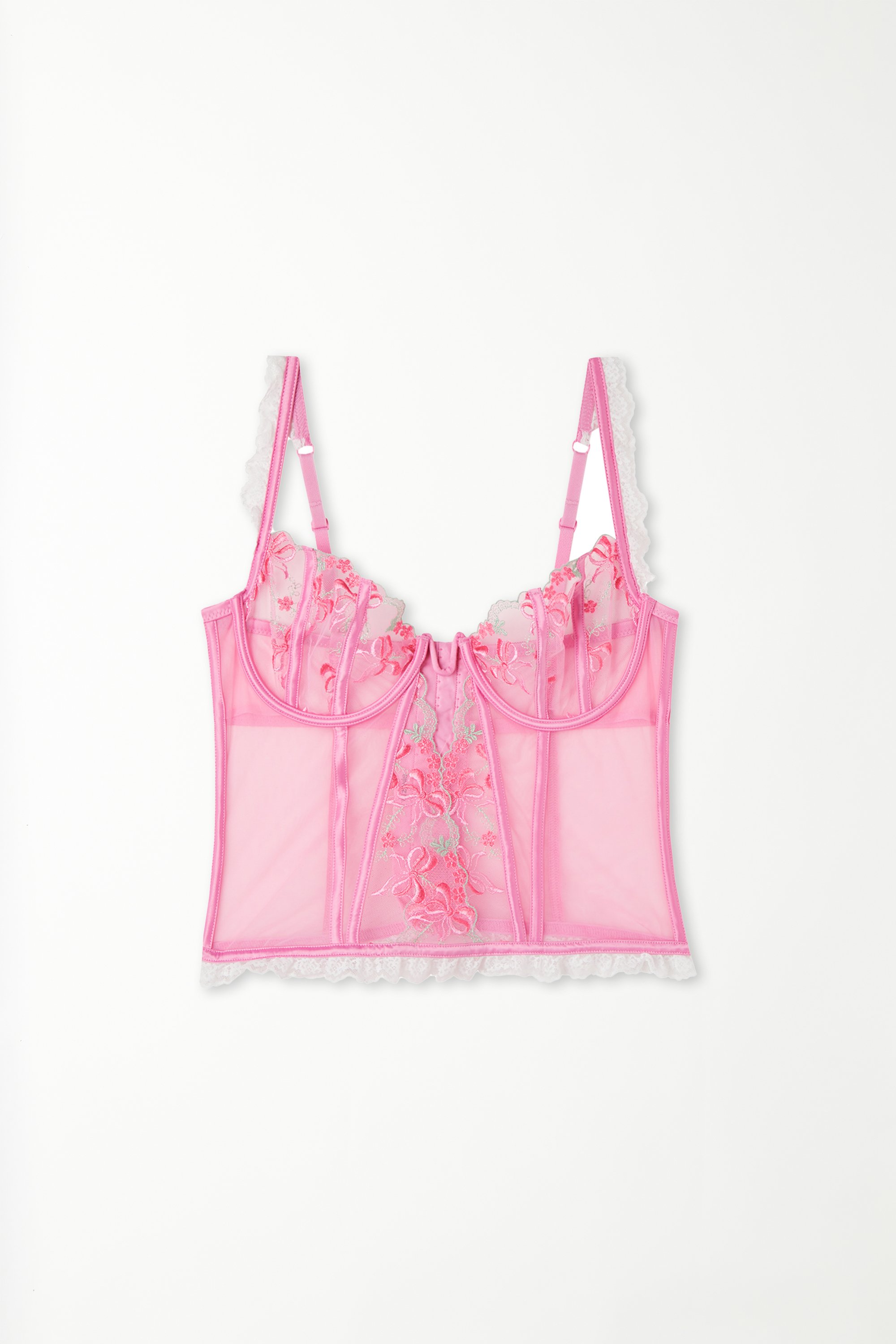 Balconette-Bra-Top in Miederoptik Pink Candy Lace