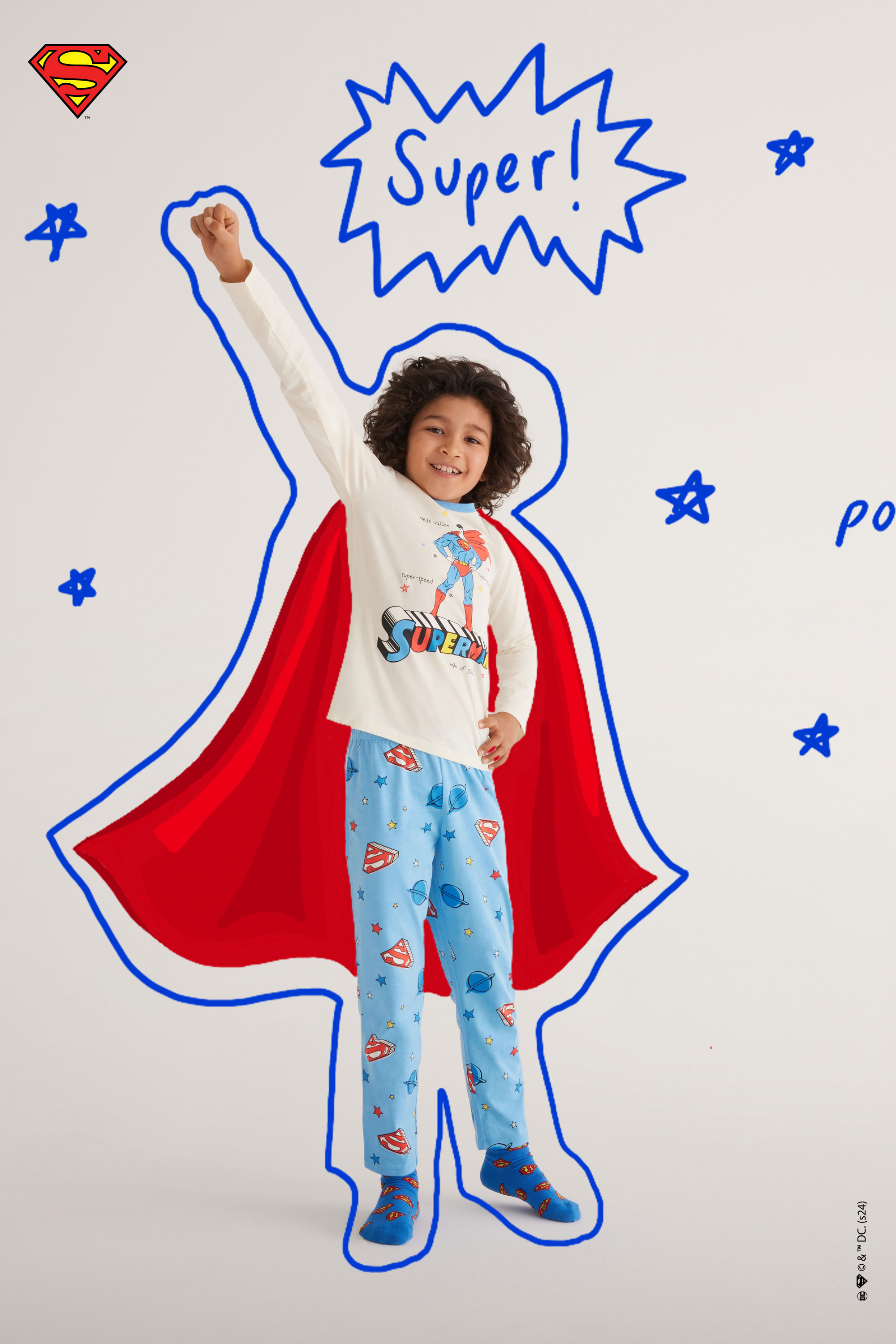 Pijama Comprido em Algodão com Estampado Superman Menino