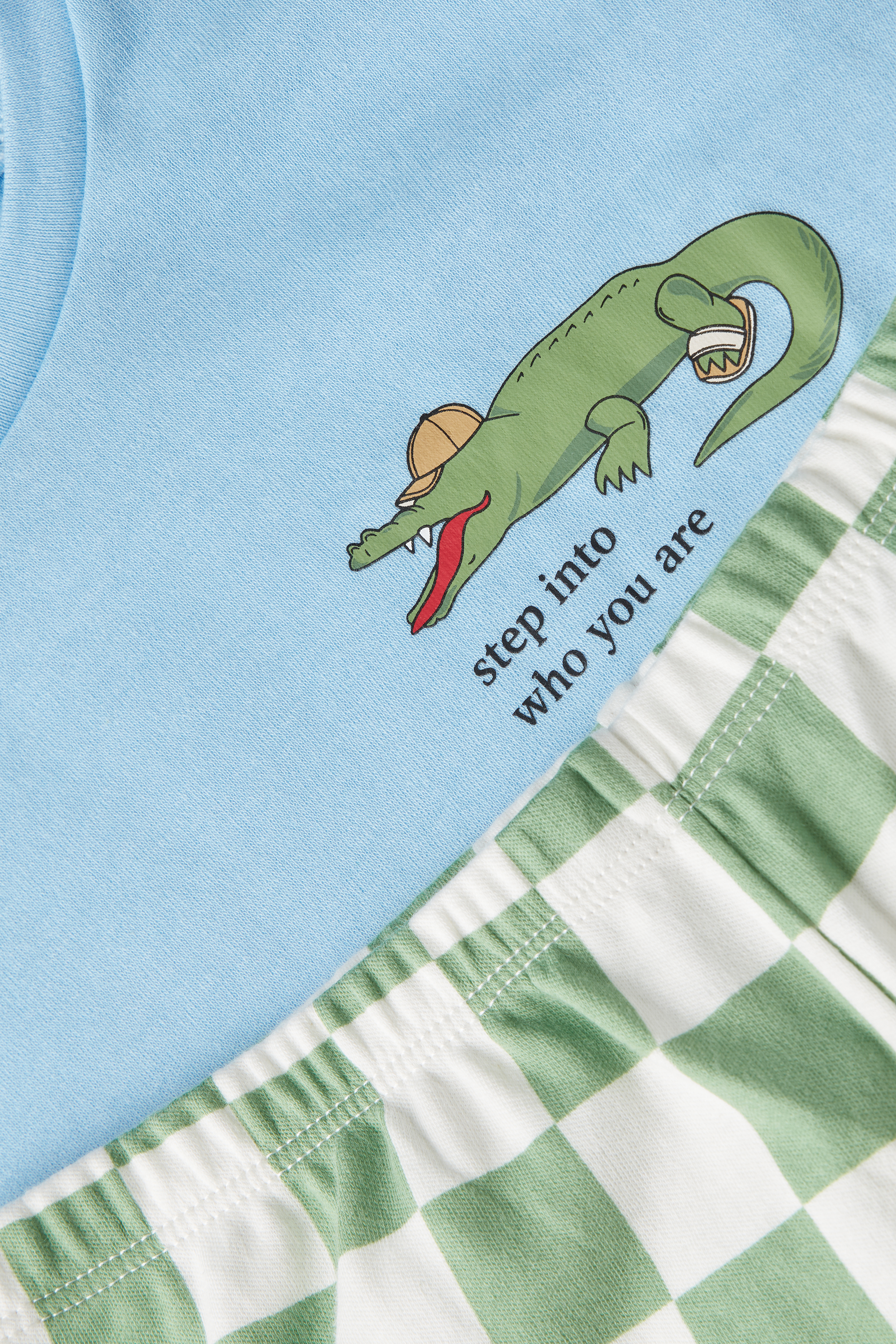 Dlouhé Chlapecké Pyžamo z Bavlny s Potiskem Krokodýla
