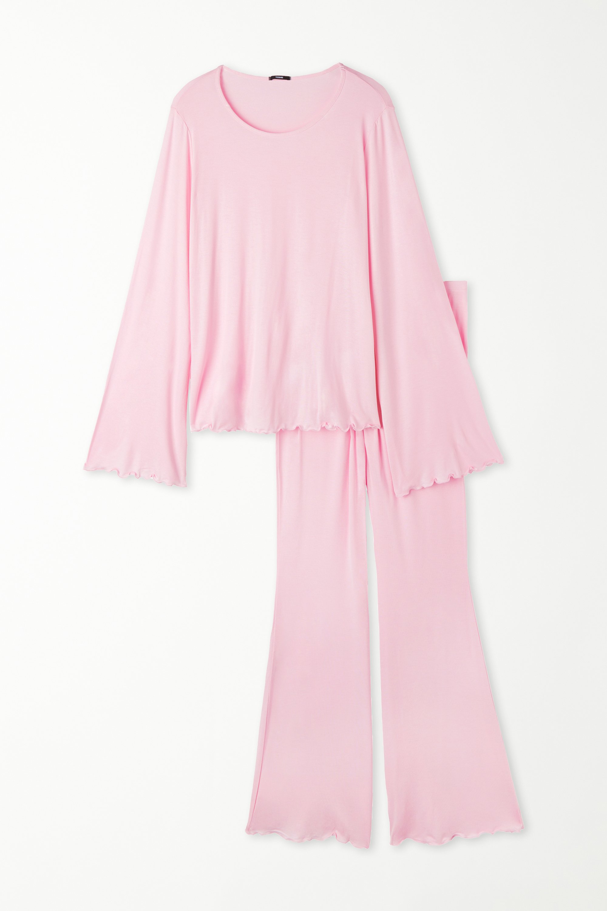 Dlouhé Jednobarevné Zvonové Pyžamo z Viskózy