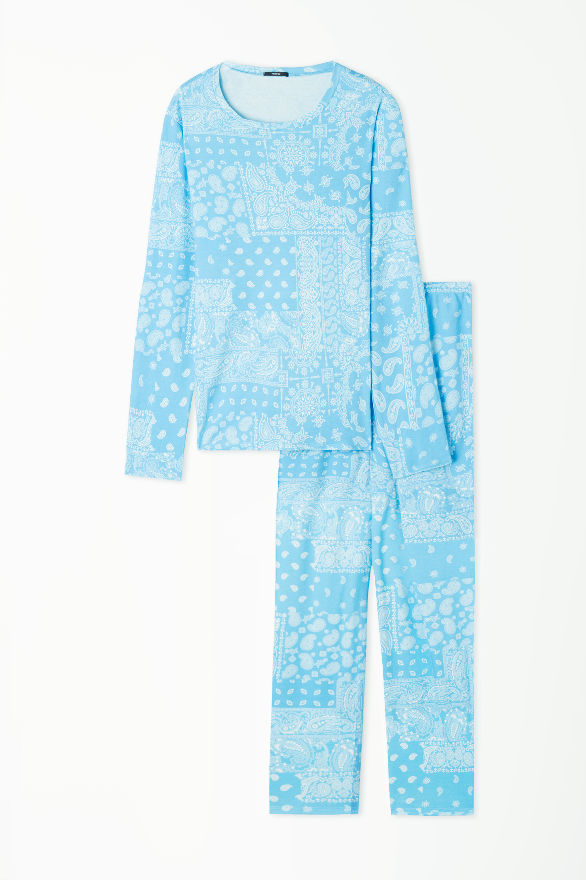 Pijama Largo de Algodón con Estampado de Bandana