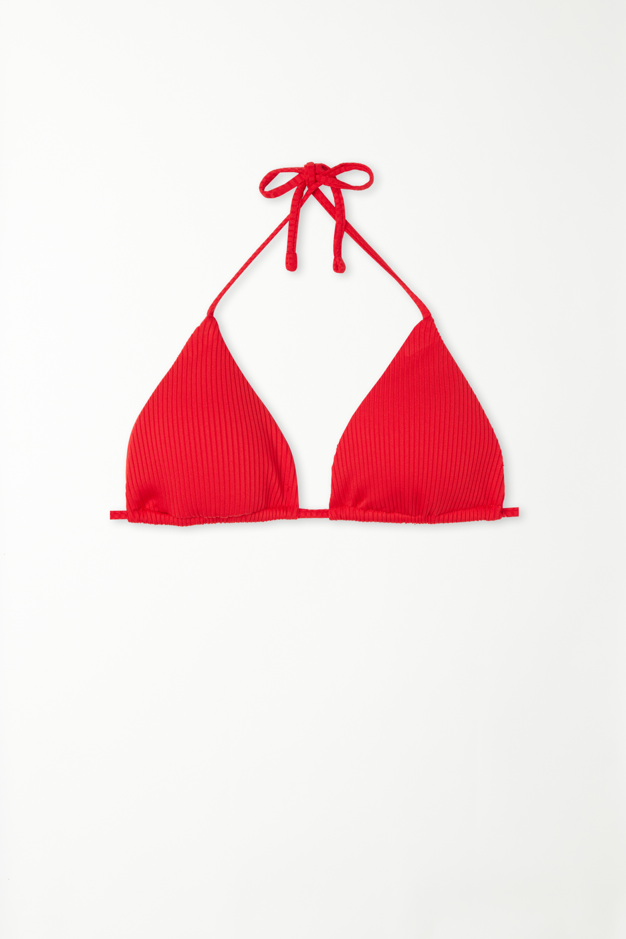 Ribbed Recycled Microfiber Removable Cup Triangle Bikini Top