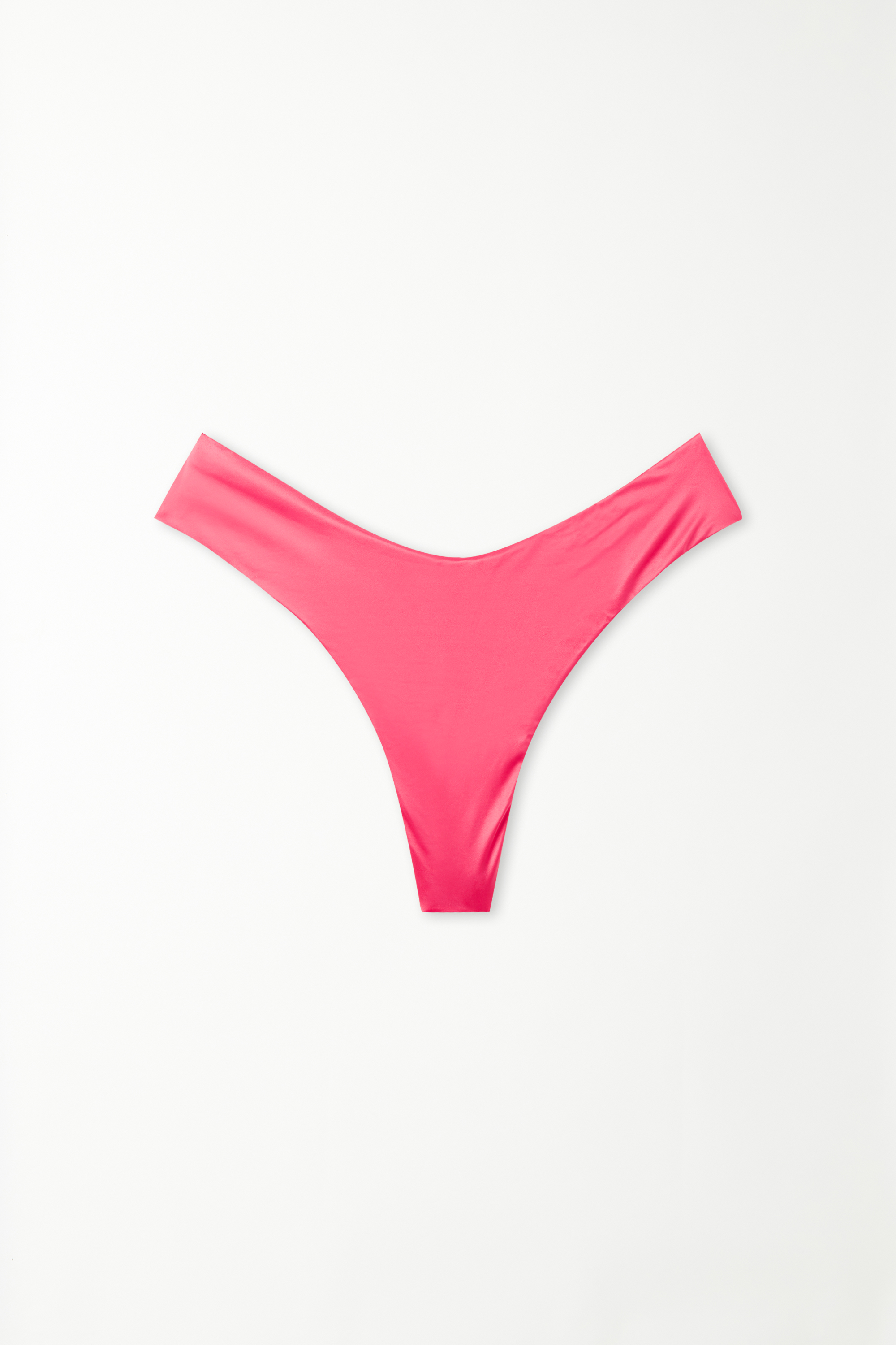 Sommerlich rosafarbener Brazilian-Bikinislip mit hohem, abgerundetem Beinausschnitt Shiny