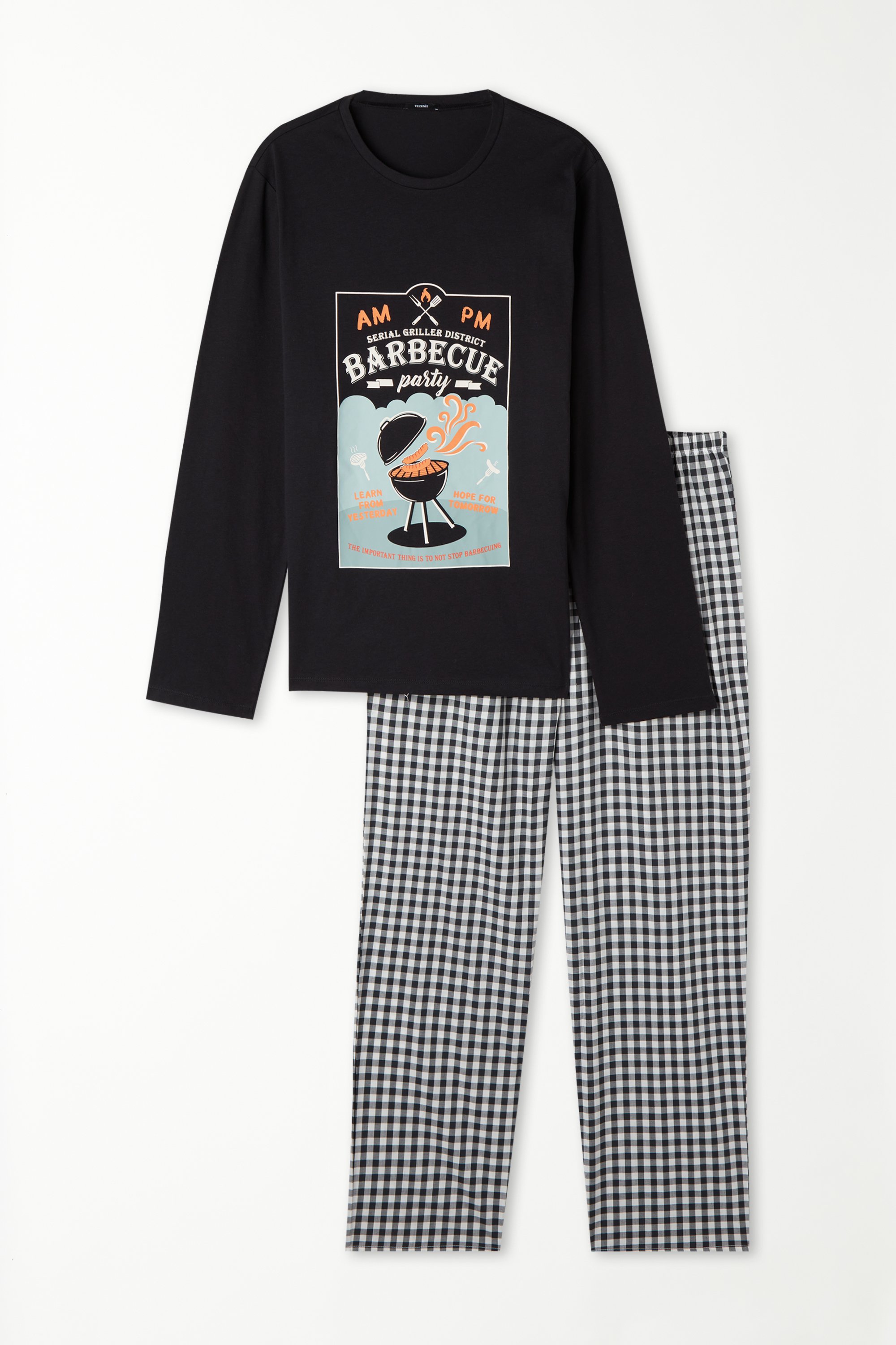 Langer Pyjama aus Baumwolle mit Barbecue-Print