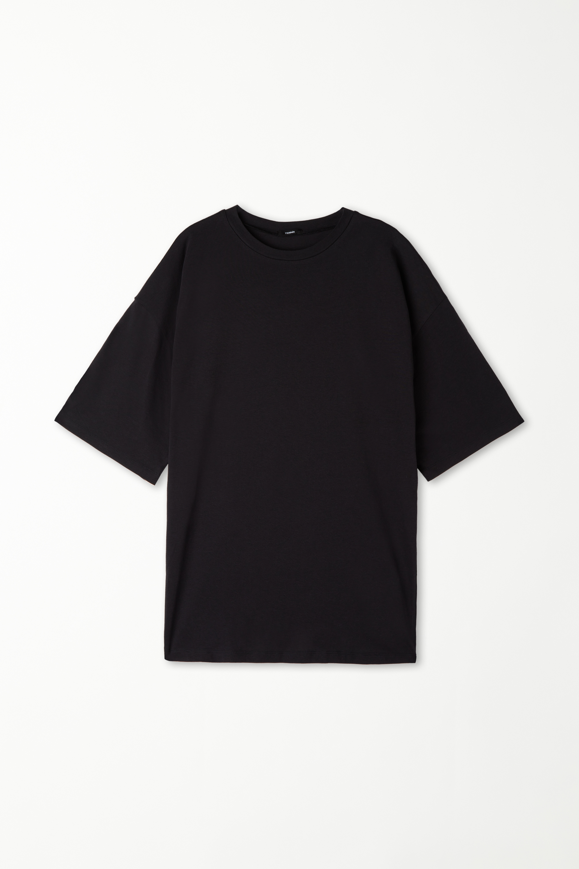 Βαμβακερό T-Shirt με Στρογγυλή Λαιμόκοψη Oversize