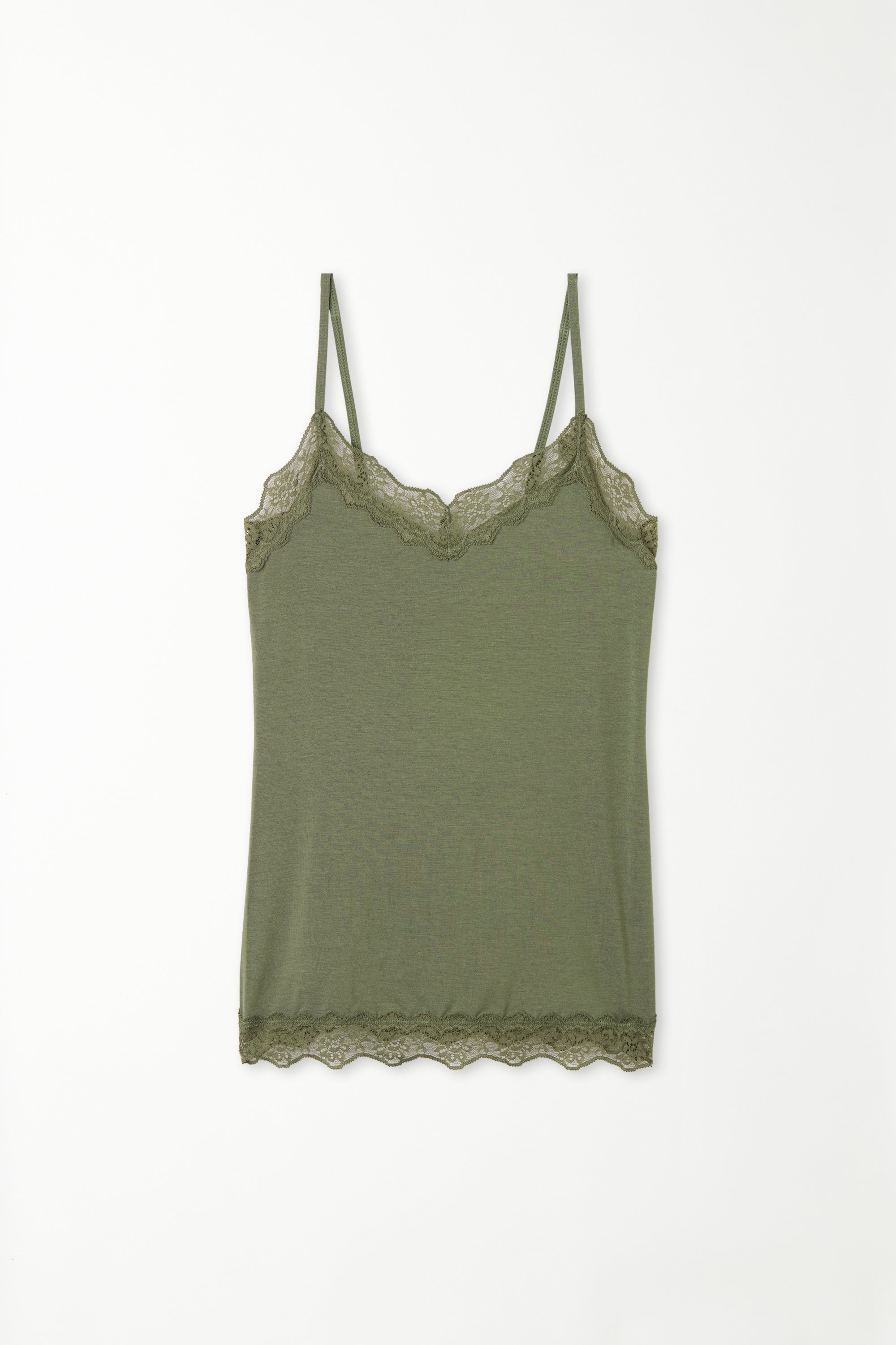 V-Neck Viscose Camisole with Lace
