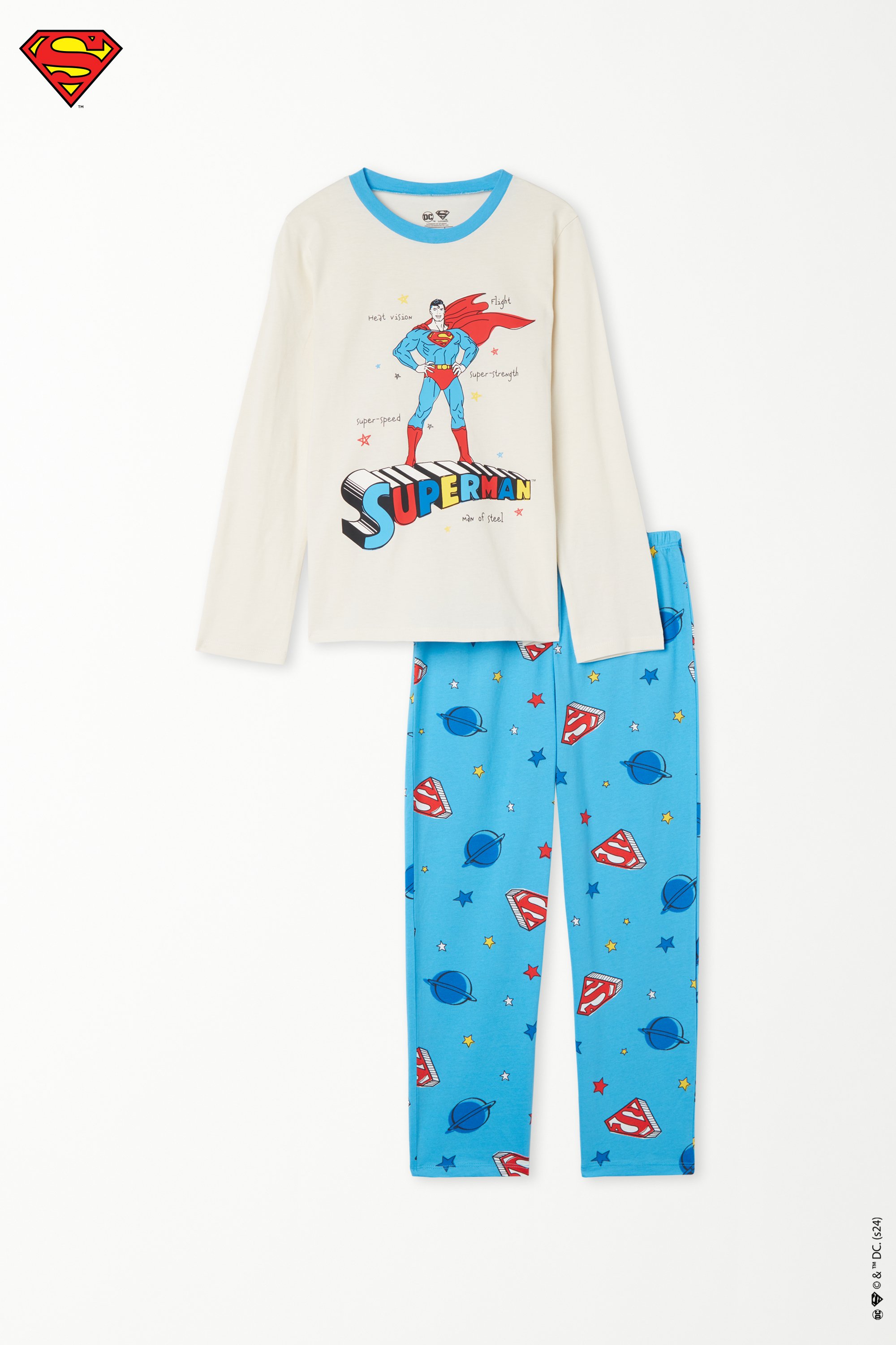 Pijama Comprido em Algodão com Estampado Superman Menino