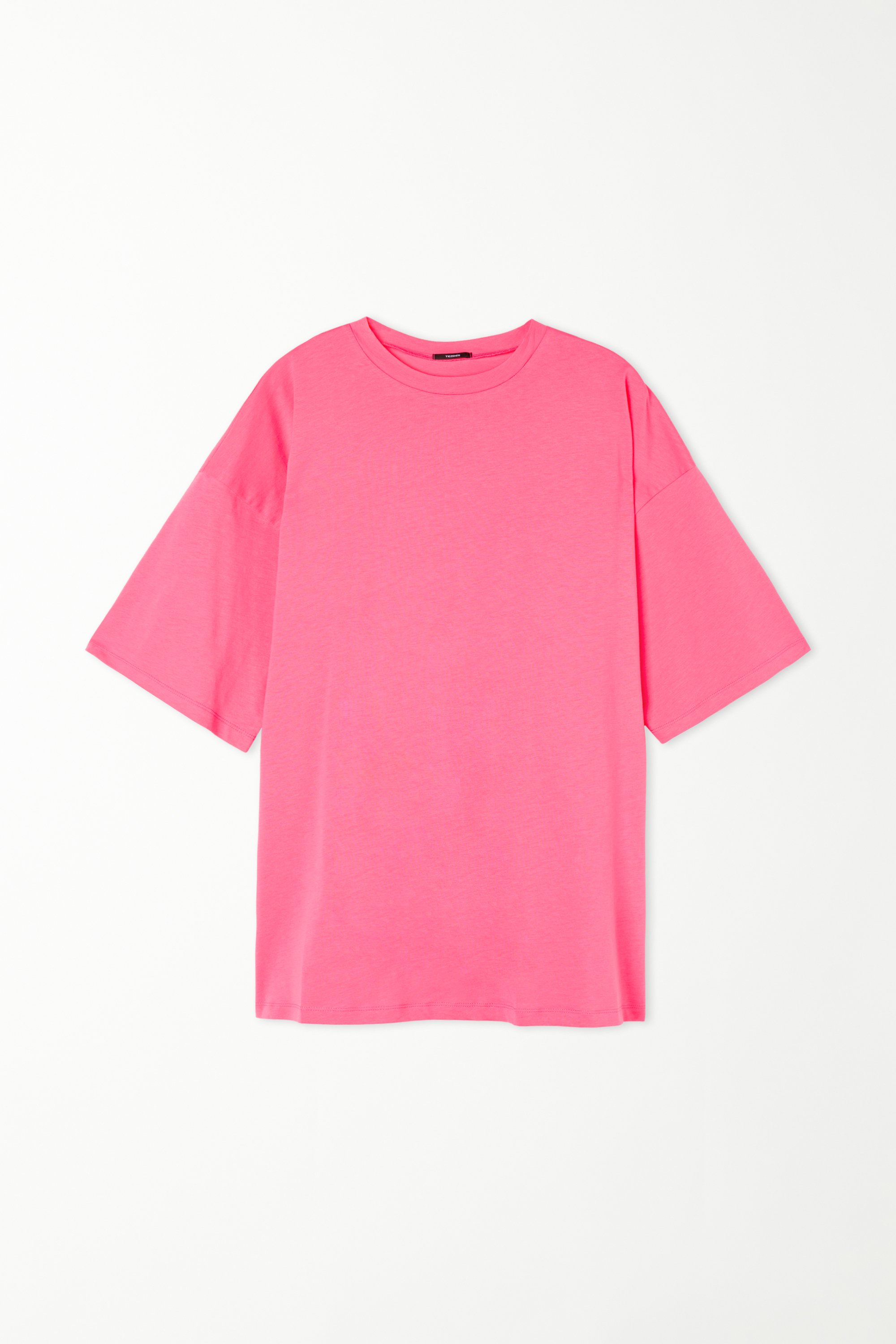 T-shirt com Decote Redondo Oversize em Algodão