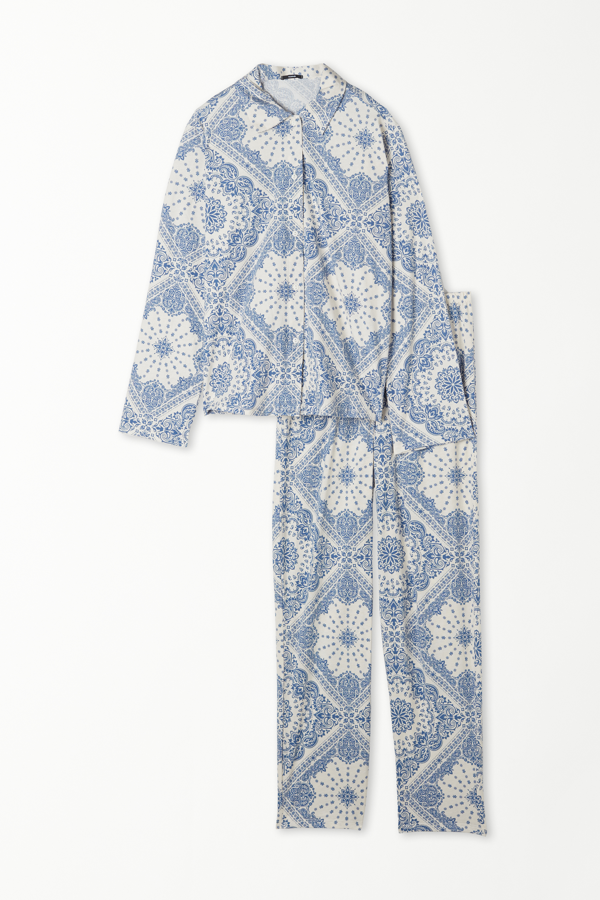 Button-Down Full-Length Cotton Pajamas