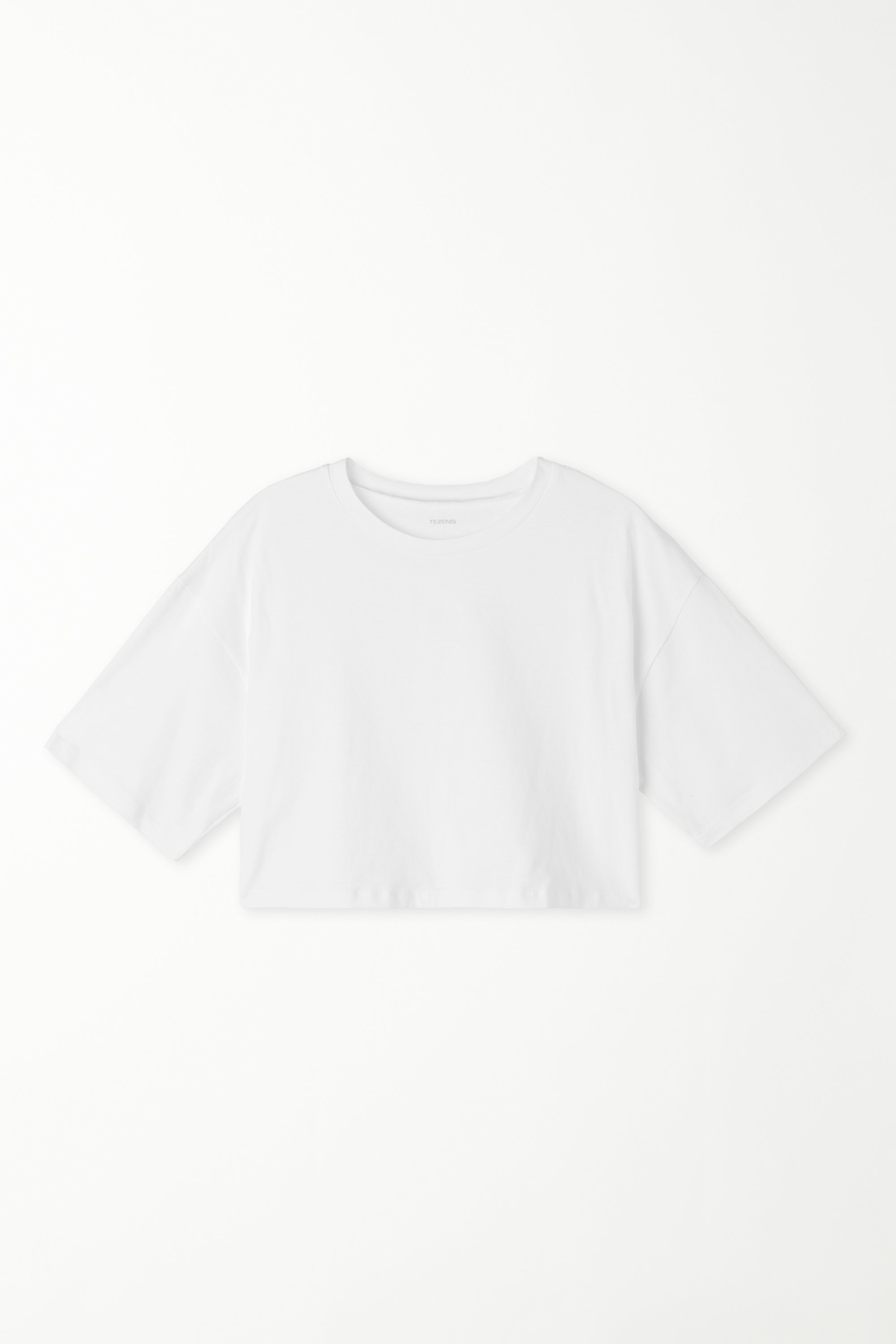 Boxy Crewneck Cropped Cotton T-Shirt