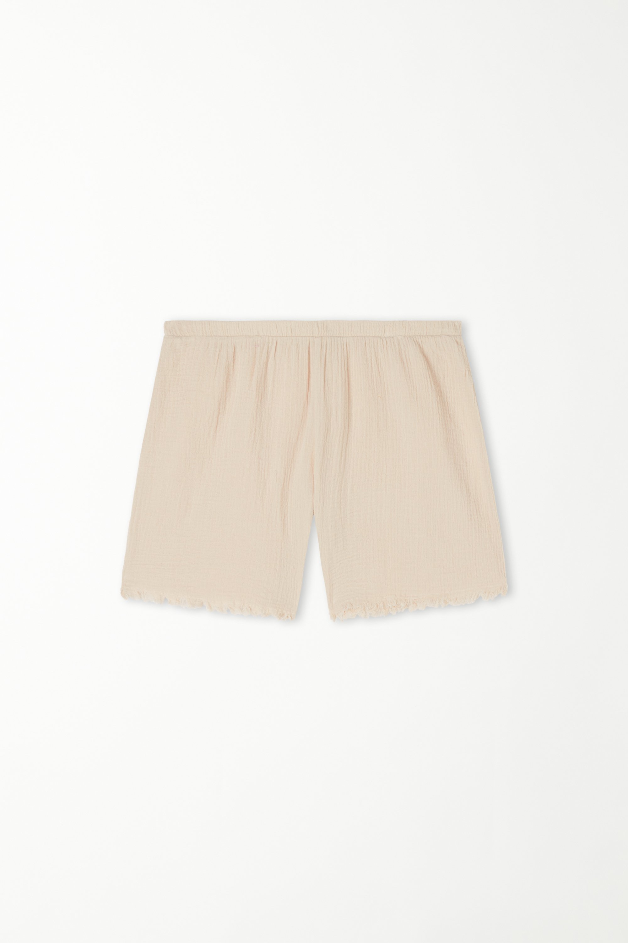 Frayed Embossed Fabric Shorts