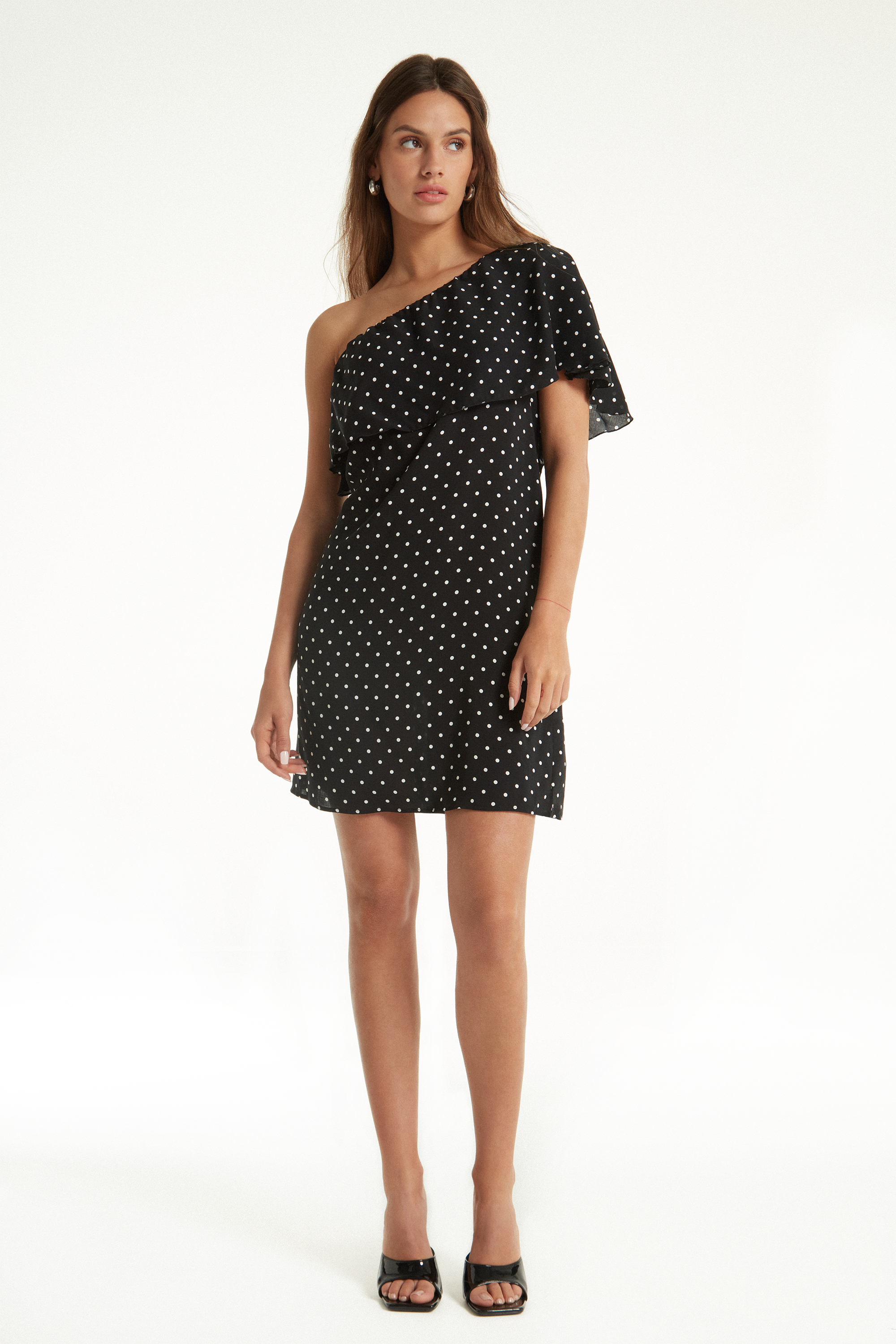 Viscose Fabric One-Shoulder Mini Dress