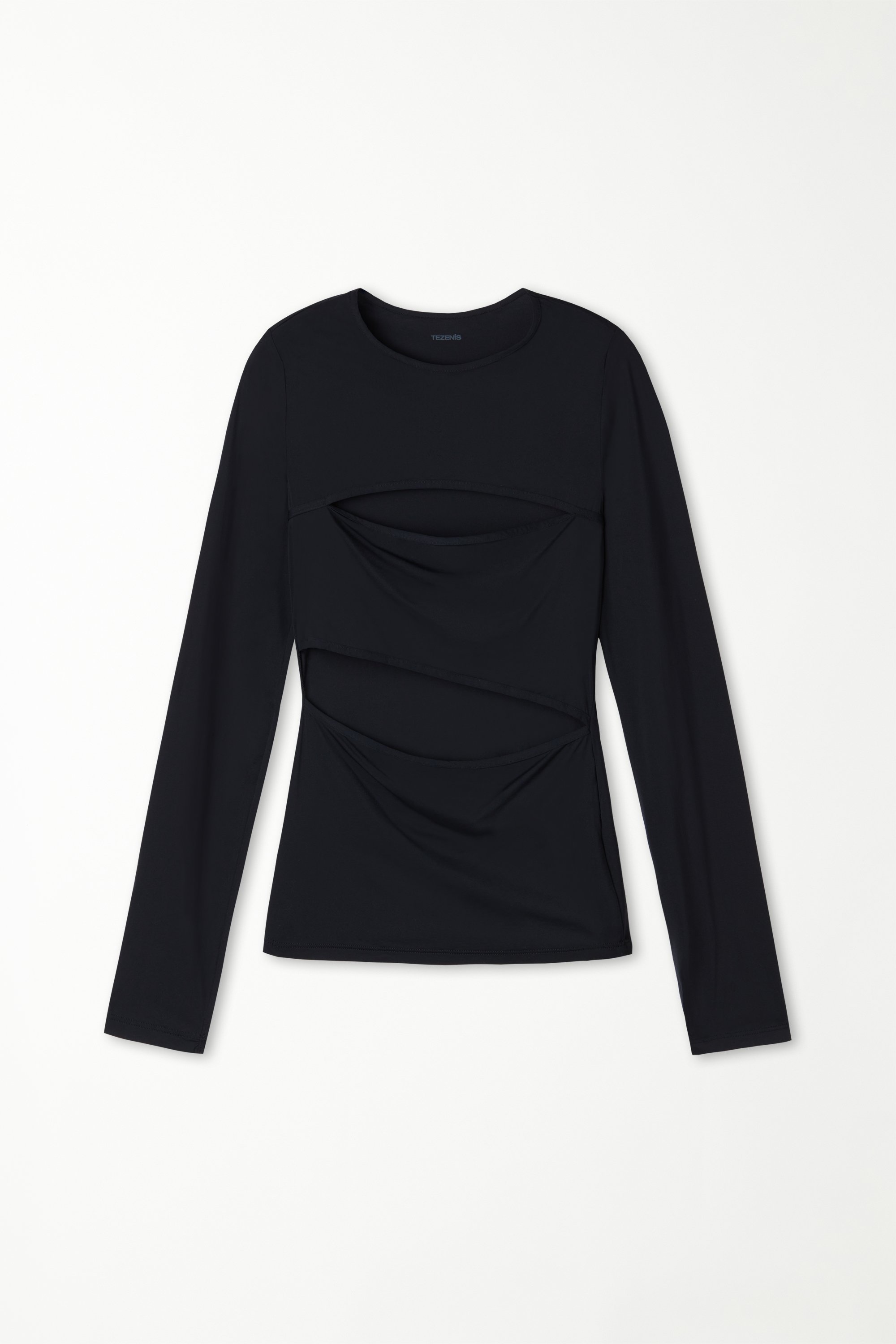 Long-Sleeved Microfiber Top with Cut-Out