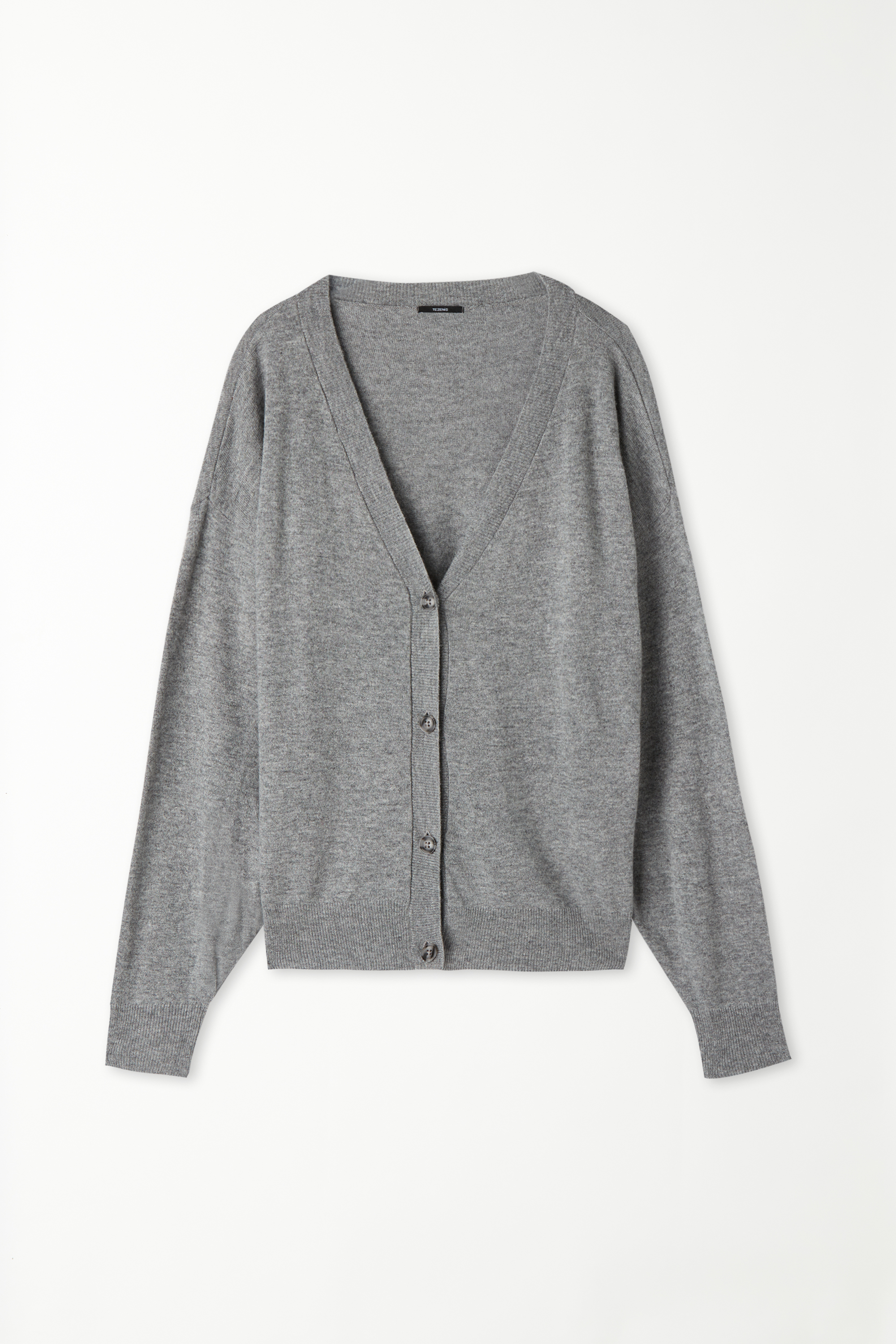 Long-Sleeved Button-Down Wool Cardigan